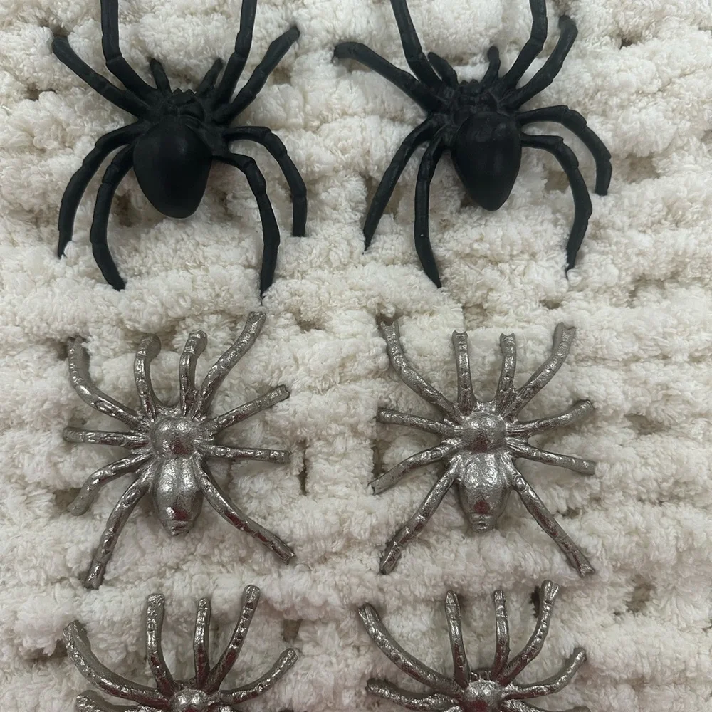 |Pottery Barn| 6 Black and Silver Halloween Spiders